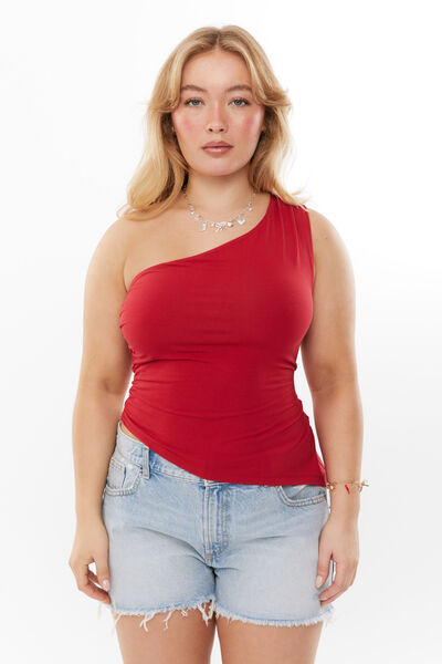 Soft Amelia One Shoulder Top, LIPSTICK RED