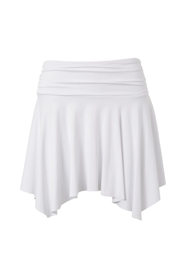 Luxe Hanky Hem Mini Skirt, WHITE