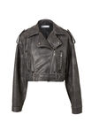Faux Leather Oversized Biker Jacket, BLACK DISTRESSED - alternate image 7