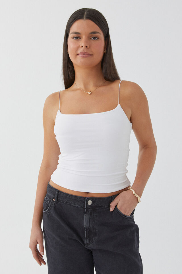 Luxe Longline Cami, WHITE