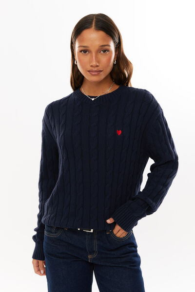 Millie Cable Knit Jumper, MIDNIGHT NAVY