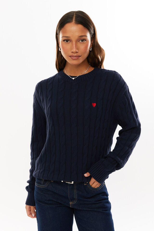 Millie Cable Knit Jumper, MIDNIGHT NAVY