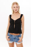 Sadie Tie Front Top, BLACK - alternate image 1