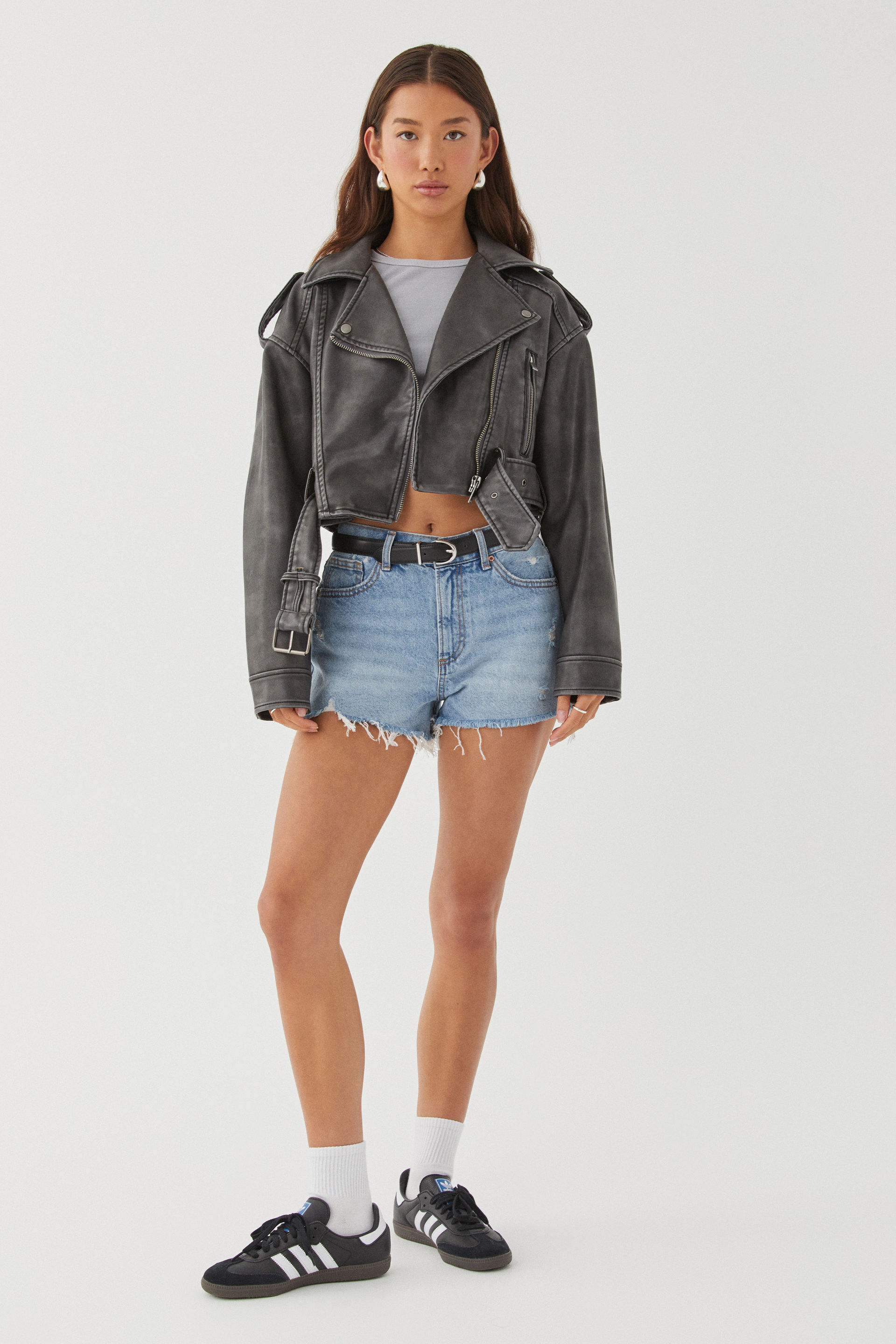 Leather oversized shop biker jacket