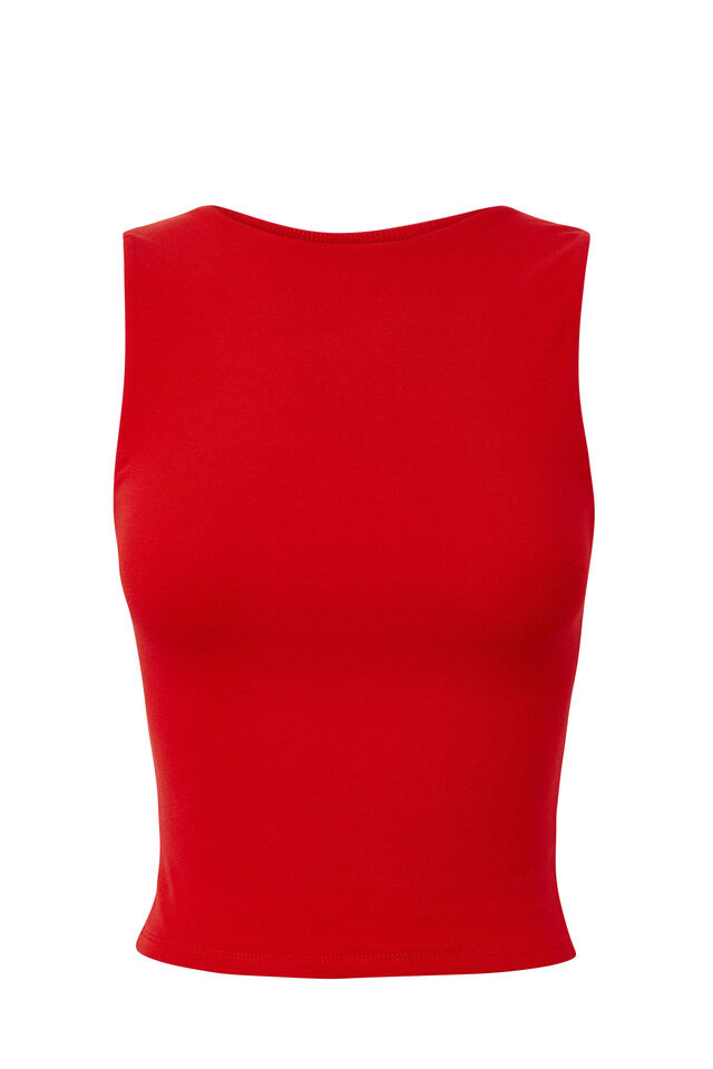 Tara Rib Backless Tank, RUBY RED