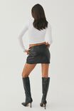 Vegan Leather Mini Skirt, BLACK - alternate image 2