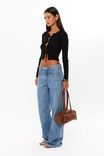 Tanelle Tie Front Knit Top, BLACK - alternate image 2