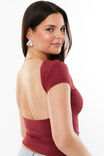 Luxe Short Sleeve Backless Tee, DEEP CHERRY - alternate image 1