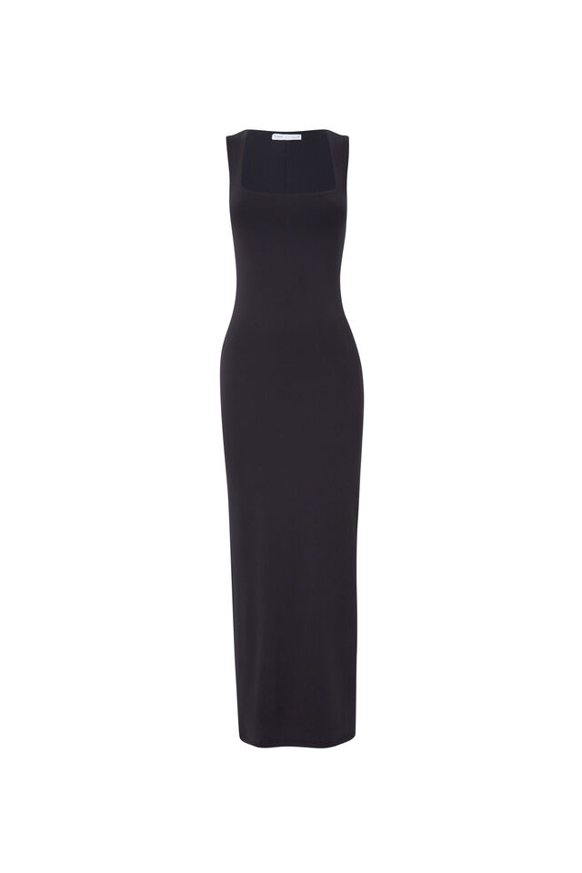 Luxe Open Neck Maxi Dress, BLACK