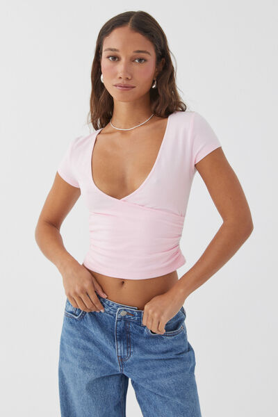Evie Wrap Top, GLOSS PINK