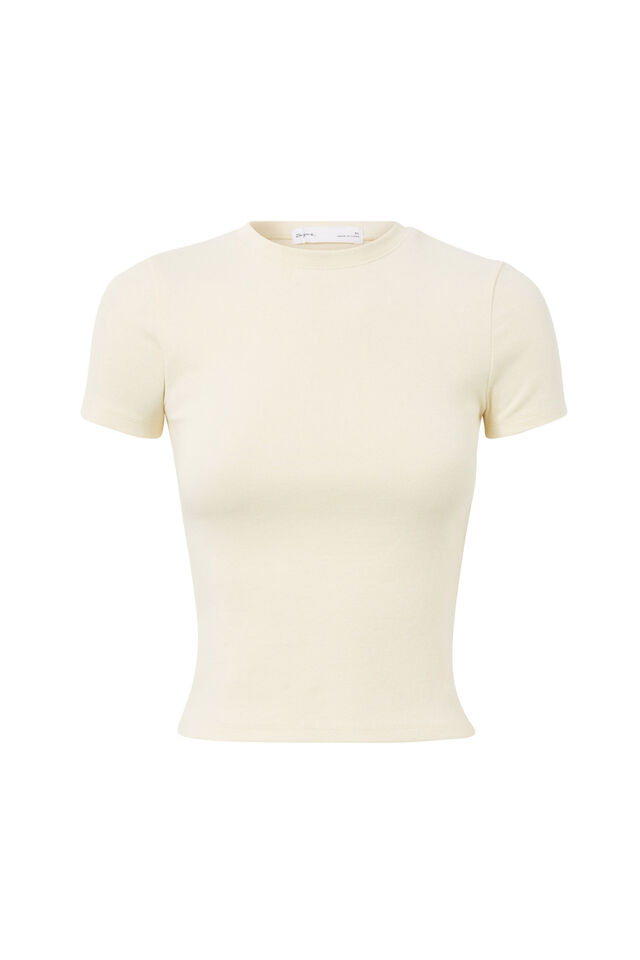 Cotton Fitted Tee, LEMON PUFF