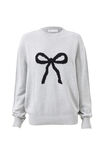 Bambie Crew Jumper, LIGHT GREY MARLE/BOW - alternate image 6