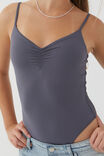 Light Luxe Ruched Strappy Bodysuit, IRON GREY - alternate image 4