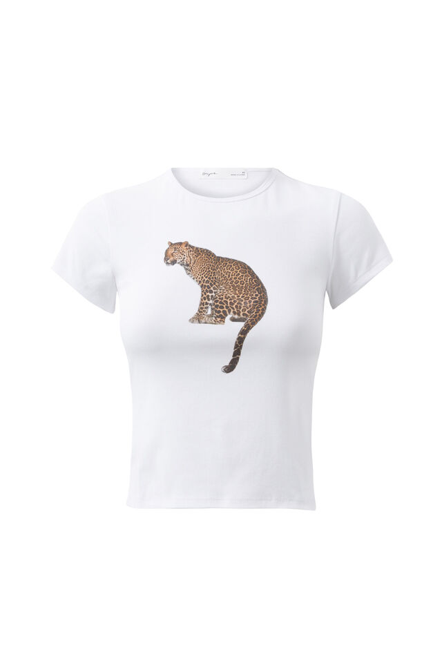 Leopard Graphic T-Shirt, WHITE/LEOPARD