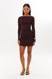 Super Smooth Long Sleeve Mini Dress, CHOC CHERRY - alternate image 5
