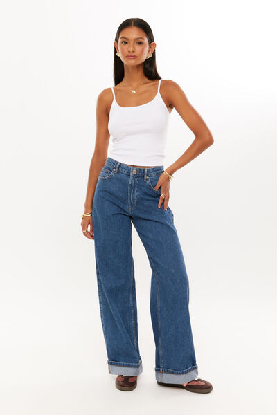 High Rise Wide Jean, IRIS BLUE