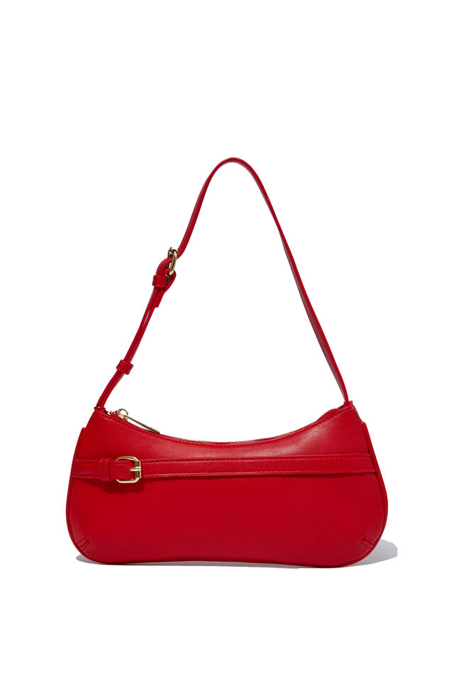 Cora Buckle Shoulder Bag, RED