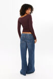 Soft Long Sleeve Off Shoulder Top, CHOC CHERRY - alternate image 3