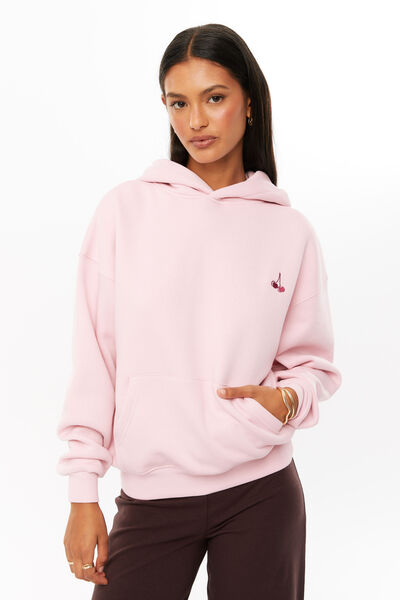 Ella Oversized Fleece Hoodie, ROSETTE PINK/CHERRYTINI
