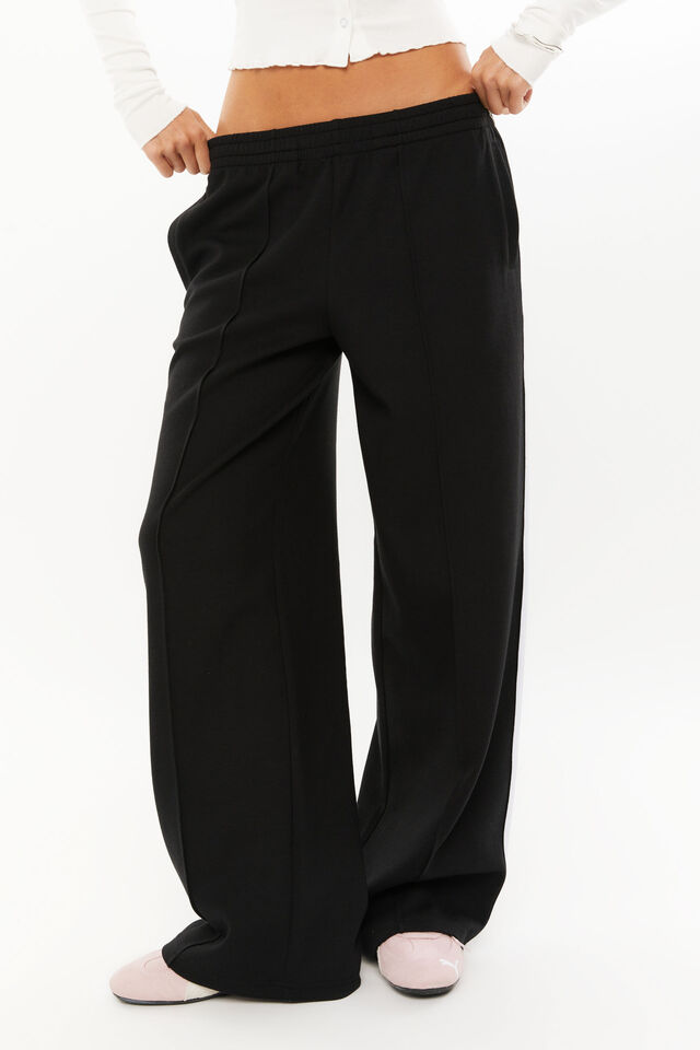 Elyse Sporty Pull On Pant, BLACK/WHITE