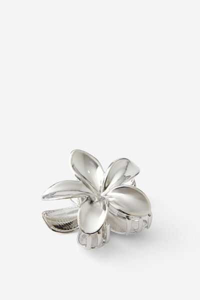 Metal Hair Claw, SILVER/FRANGIPANI