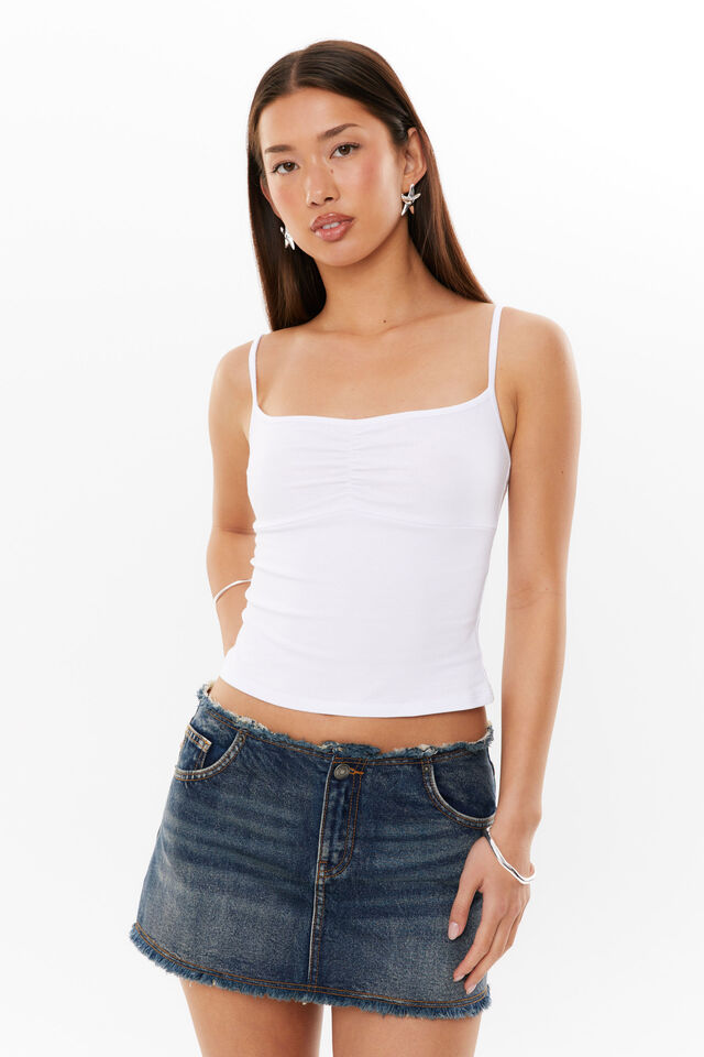 Renee Ruched Cami, WHITE