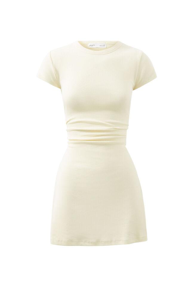 Tattiana T-Shirt Ruched Mini Dress, LEMON PUFF