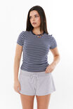 Cotton Fitted Tee, NAVY STRIPE - alternate image 5