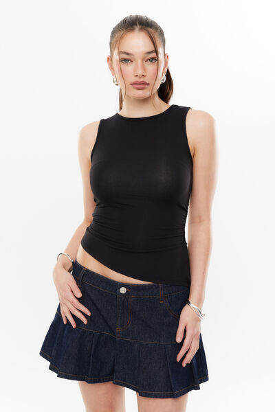Soft Blair Ruched Tank, BLACK