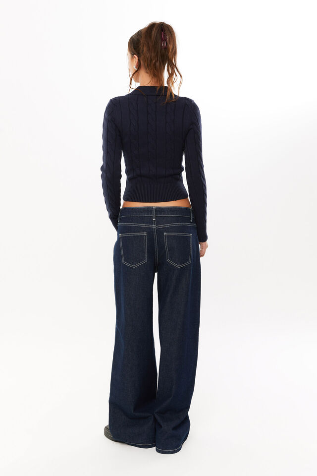 Clem Cable Knit Jumper, NAVY LEAGUE