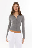 Cassie Button Through Knit Cardi, DARK GREY MARLE - alternate image 1