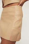 Vegan Leather Aline Skirt, TOAST