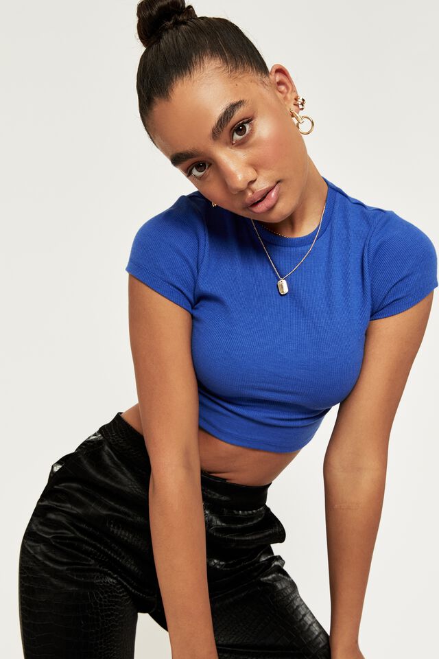Alissa Fitted Crew Top, BELLA BLUE