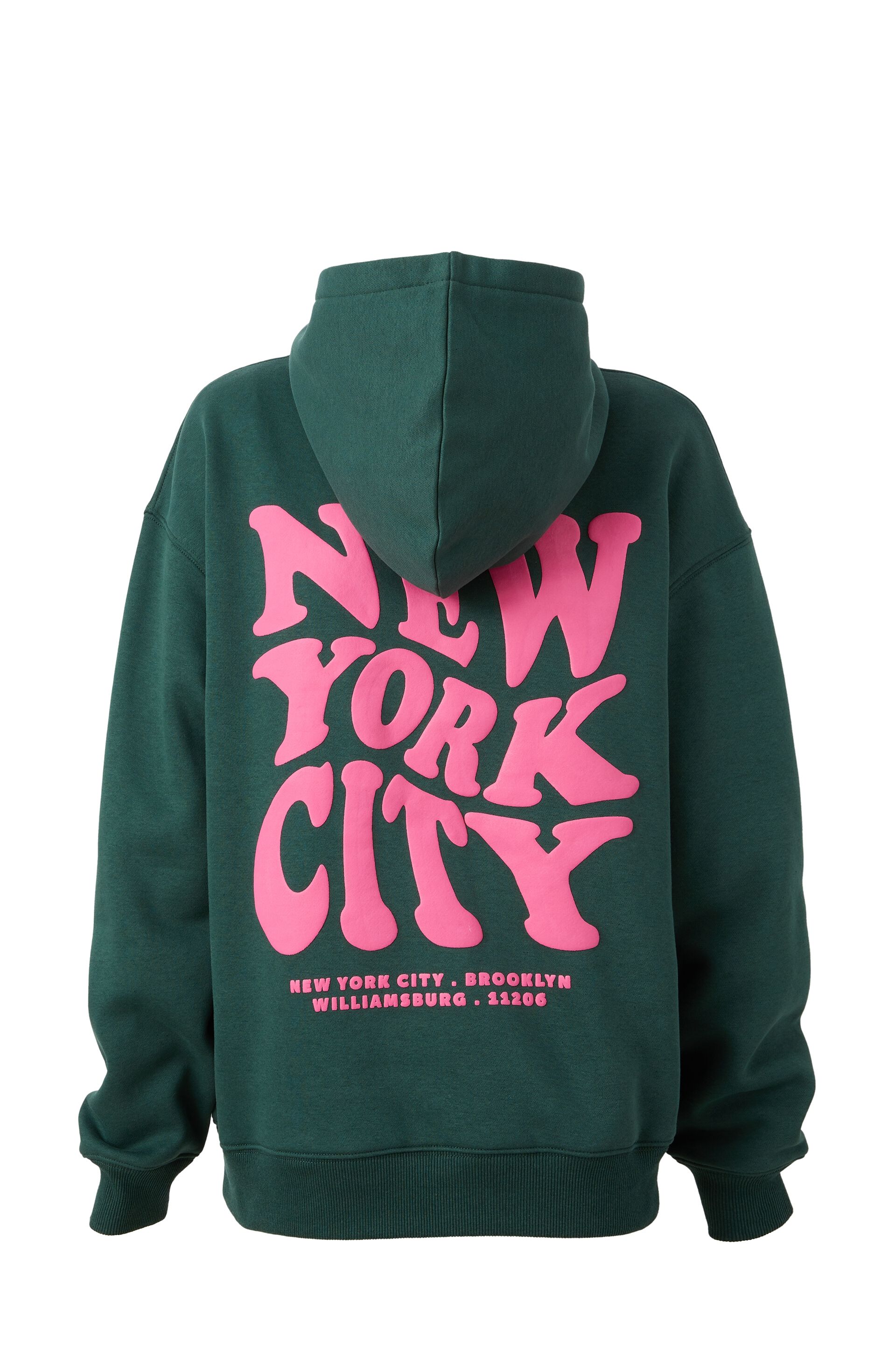 Green store pink hoodie