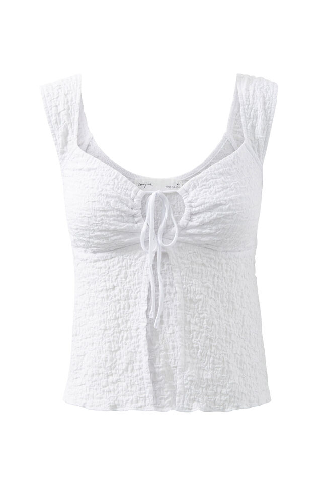 Sadie Tie Front Top, WHITE