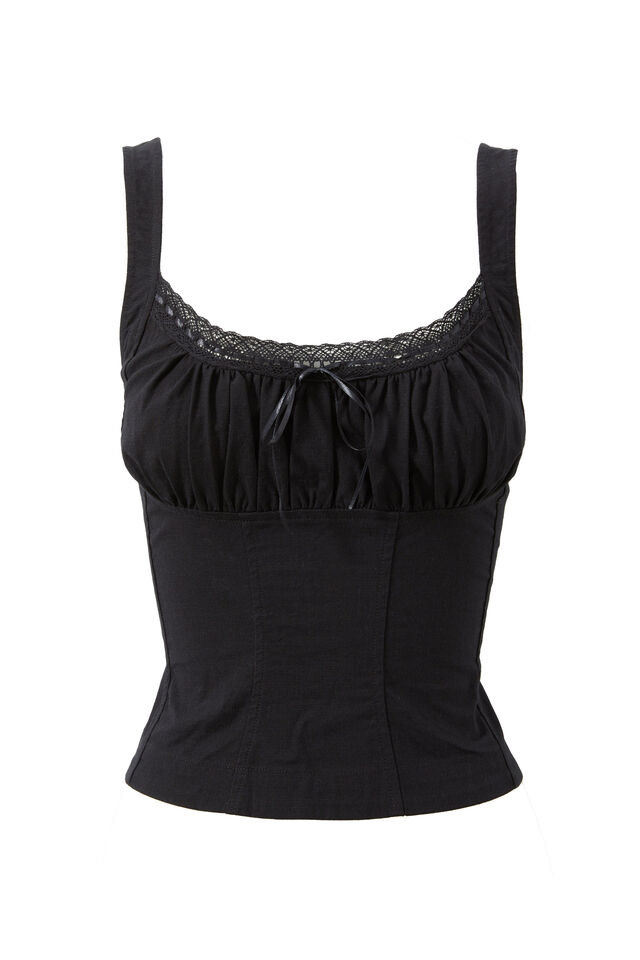 Lana Gathered Top, BLACK