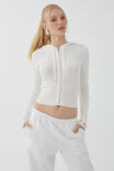 Starlette Zip Through Cable Knit, SUMMER WHITE - alternate image 1