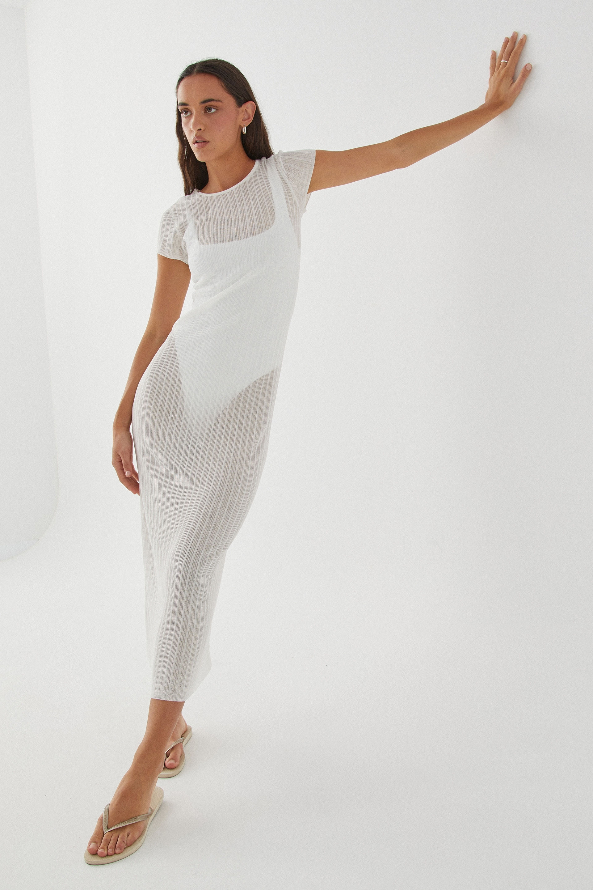 Sheer top knit dress