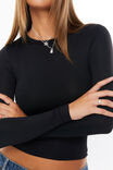 Luxe Long Sleeve Longline Tee, BLACK - alternate image 4