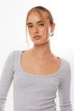 Riri Scoop Neck Long Sleeve Top, GREY MARLE - alternate image 2