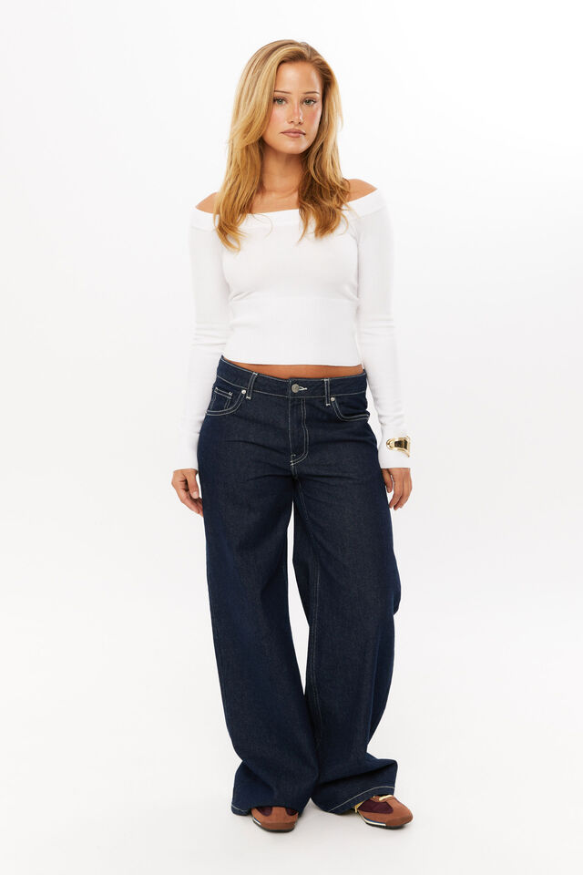 Kristy Off Shoulder Knit Top, WINTER WHITE