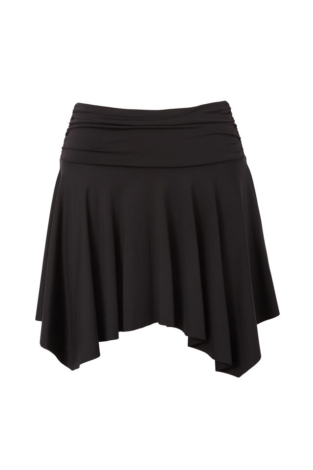 Luxe Hanky Hem Mini Skirt, BLACK