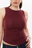 Soft Blair Ruched Tank, DARK PLUM - alternate image 4