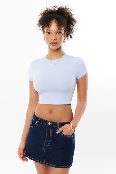 Luxe Cropped Short Sleeve Top, DELICATE BLUE