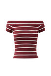 Bianca Off Shoulder Top, DARK PLUM/WHITE STRIPE - alternate image 6