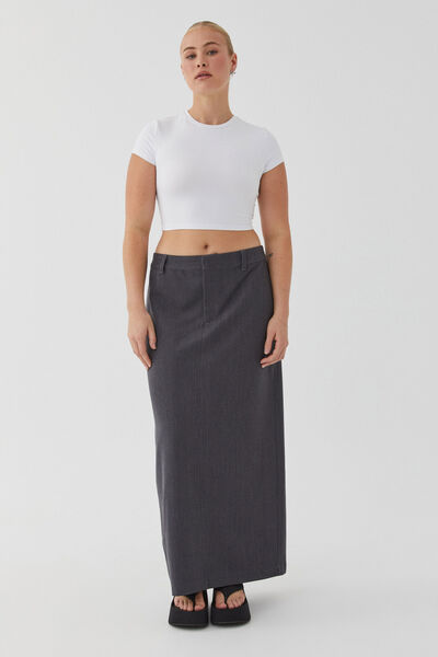 Chloe Tailored Maxi Skirt, CHARCOAL MARLE