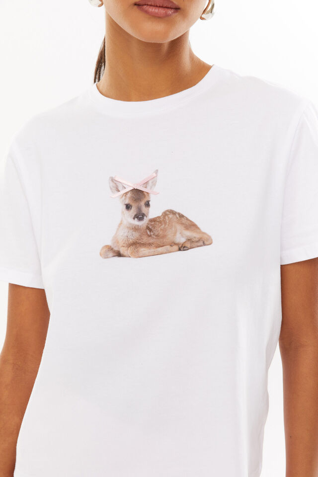 Deer Graphic Tee, WHITE/DEER