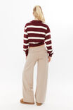 Blair Cropped Rugby Knit Jumper, DARK PLUM STRIPE - alternate image 3