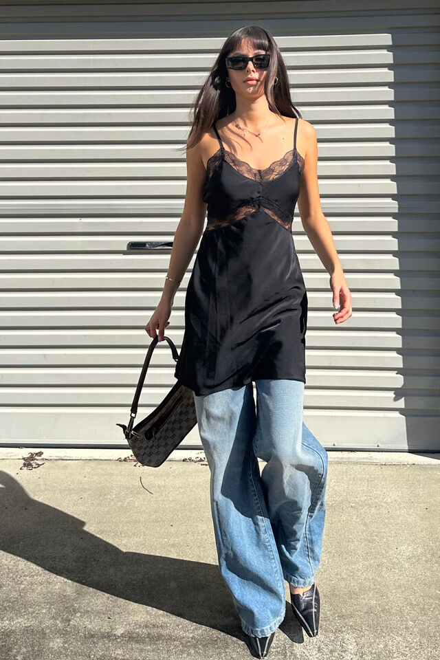 Nicole Lace Mini Dress, BLACK