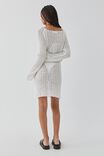 Leah Long Sleeve Open Knit Dress, WINTER WHITE - alternate image 3